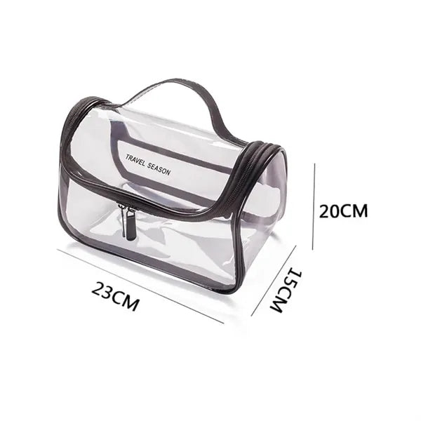 Clear PVC Toiletry Bag with Handle and Holographic Trim