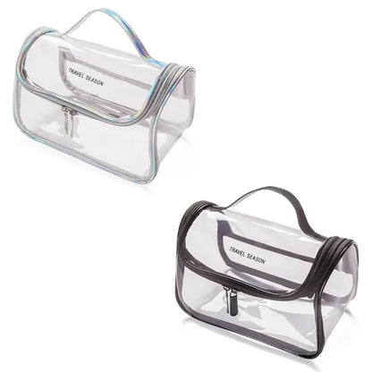 Clear PVC Toiletry Bag with Handle and Holographic Trim
