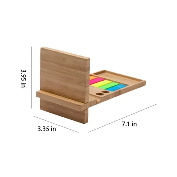 Bamboo Phone Stand Organizer with Sticky Notes Set