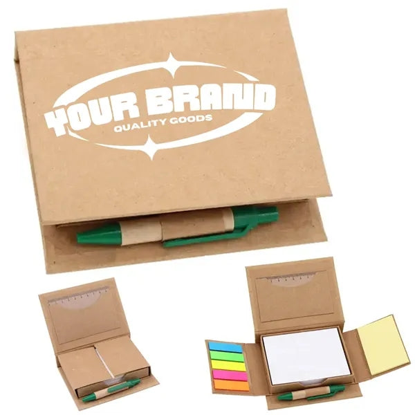 Eco Sticky Note Set with Pen and Ruler Cover