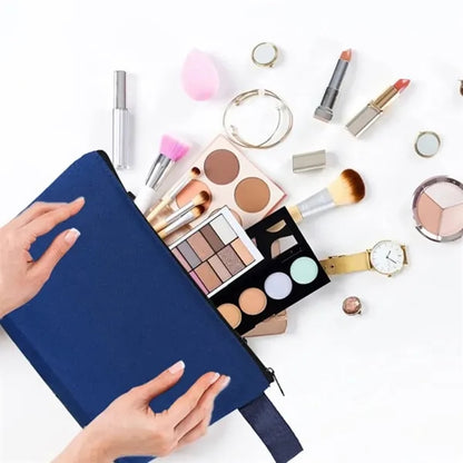 Cotton Canvas Zipper Pouch for Cosmetics and Travel