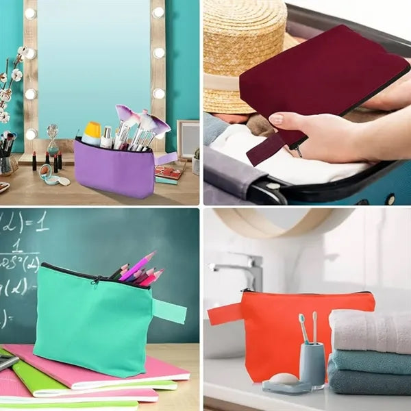 Cotton Canvas Zipper Pouch for Cosmetics and Travel