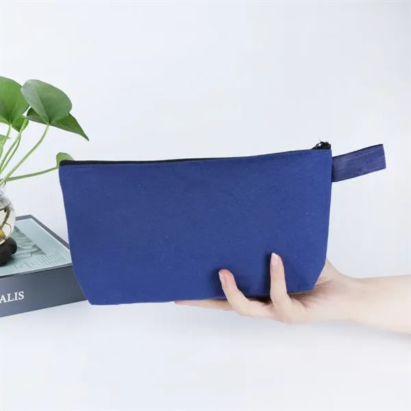 Cotton Canvas Zipper Pouch for Cosmetics and Travel