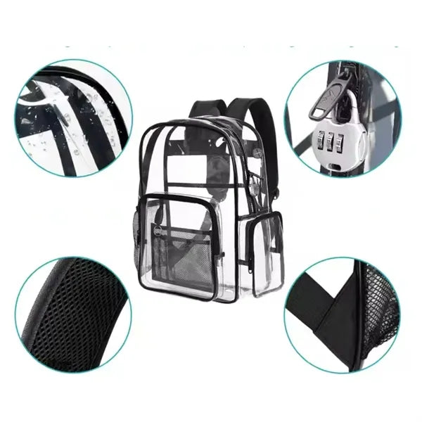 Stadium Approved Waterproof Transparent Backpack Clear Bag