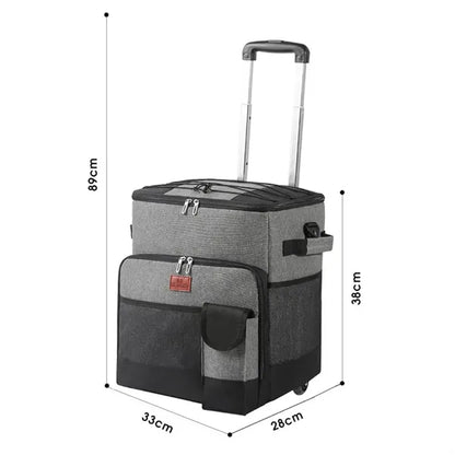 35L Rolling Cooler Bag W/ Telescopic Handle Trolley Case
