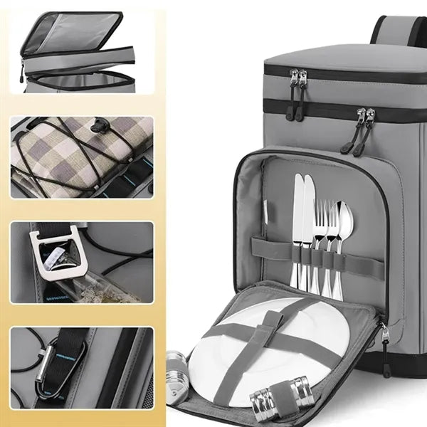 30L Waterproof Insulated Cooler Backpack W/ Multiple Pocket
