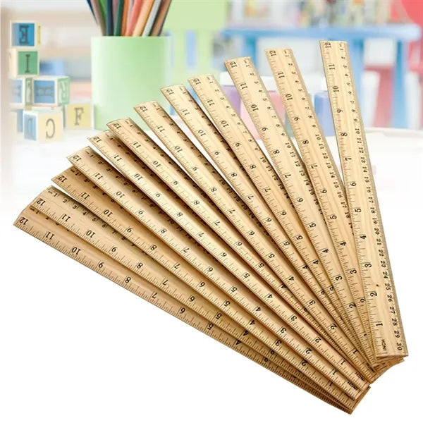 Wooden Dual-Sided Ruler 12 Inch