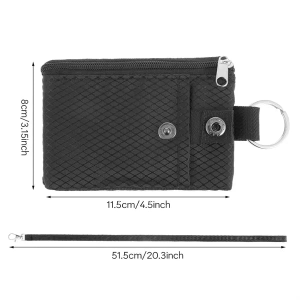 RFID Blocking ID Holder Keychain Lanyard Portable Wallet