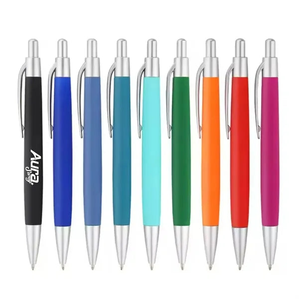 Colorful Ballpoint Pens with Silver Trim