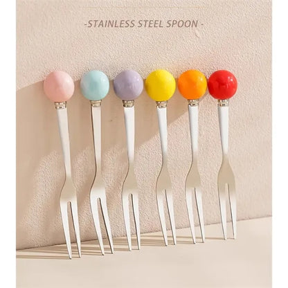 Fruit Forks with  Unicorn Holder