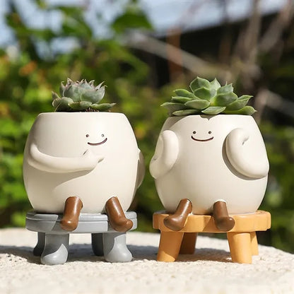 Cute Smile Resin Study Tool Pen Holders Planter Pots