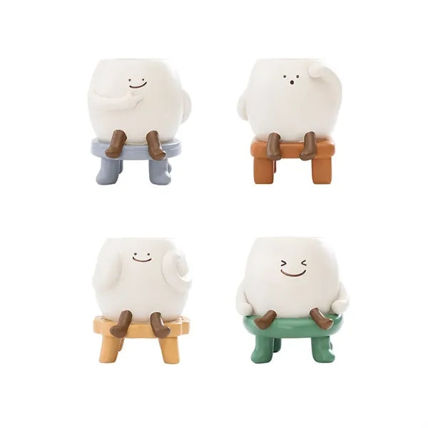 Cute Smile Resin Study Tool Pen Holders Planter Pots