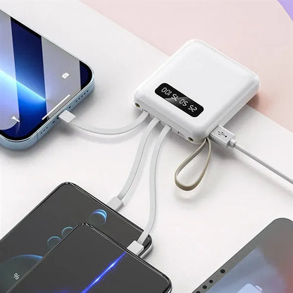 12000mAh Portable Fast Power Chargers with Built-in Cable