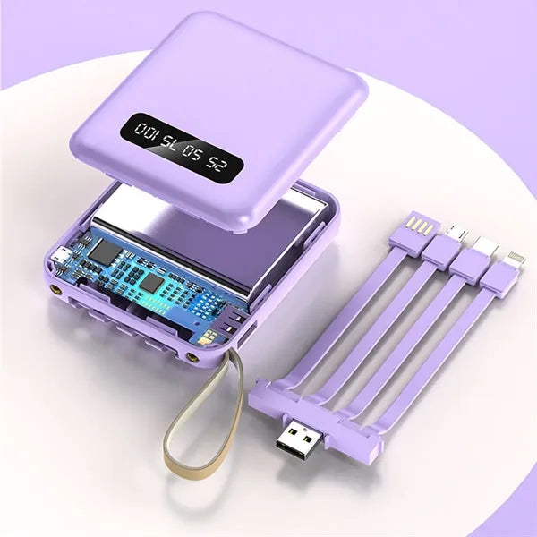 12000mAh Portable Fast Power Chargers with Built-in Cable