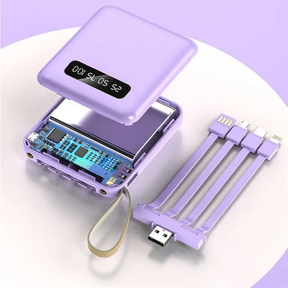 12000mAh Portable Fast Power Chargers with Built-in Cable