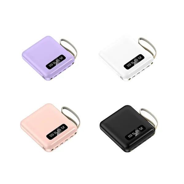 12000mAh Portable Fast Power Chargers with Built-in Cable
