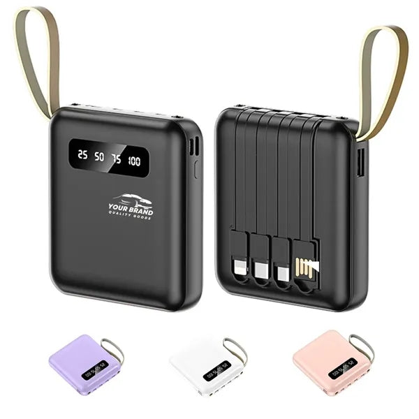 12000mAh Portable Fast Power Chargers with Built-in Cable