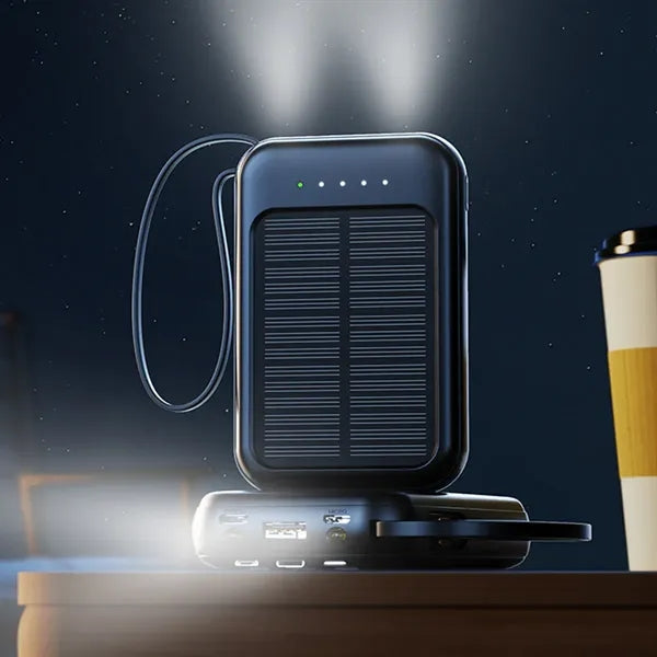 10000mAh Outdoor Mini Solar Power Banks with Built-in Cable