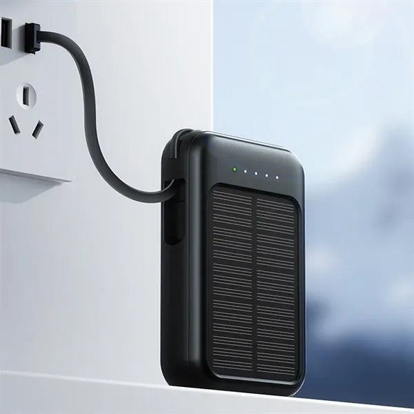 10000mAh Outdoor Mini Solar Power Banks with Built-in Cable