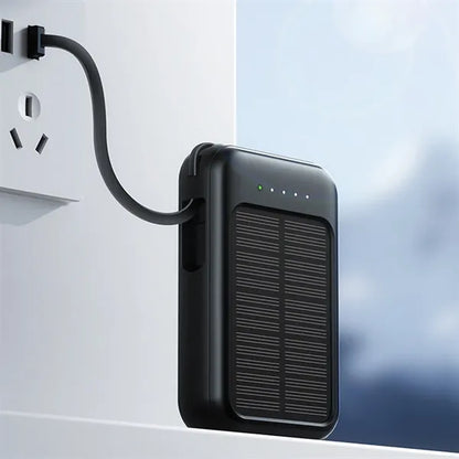 10000mAh Outdoor Mini Solar Power Banks with Built-in Cable