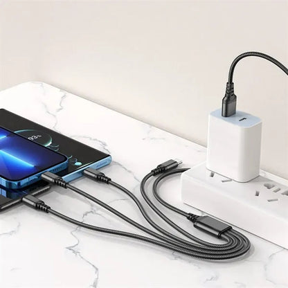 3 in 1 Fast Charging Cable For Phones & Most Devices