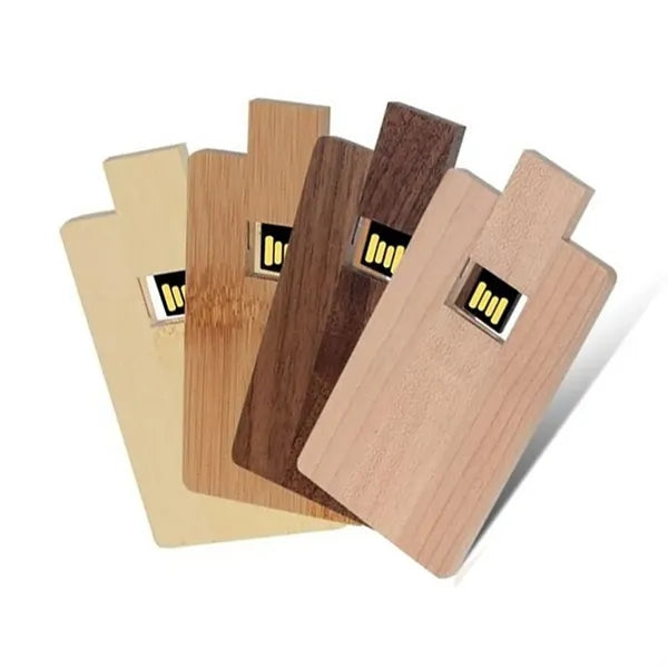 Wooden USB Flash Drive Card with Bamboo Design