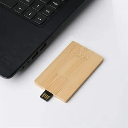 Wooden USB Flash Drive Card with Bamboo Design