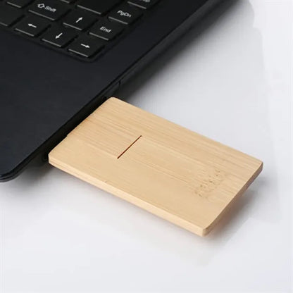 Wooden USB Flash Drive Card with Bamboo Design