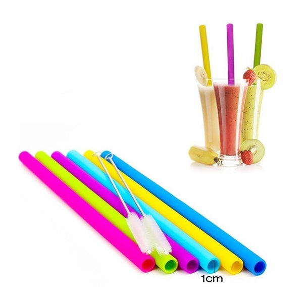 Silicone Straw with Cleaning Brush