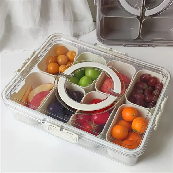 8-Compartment Spice Storage Box with Clear Lid For Kitchen