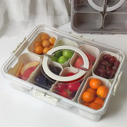 8-Compartment Spice Storage Box with Clear Lid For Kitchen
