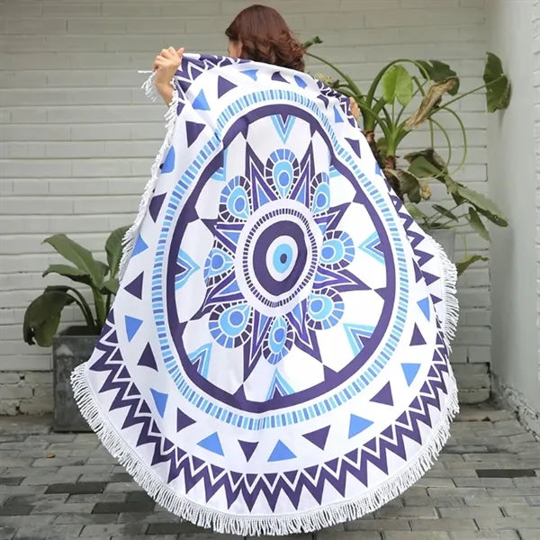 Round Beach Towel with Tassels