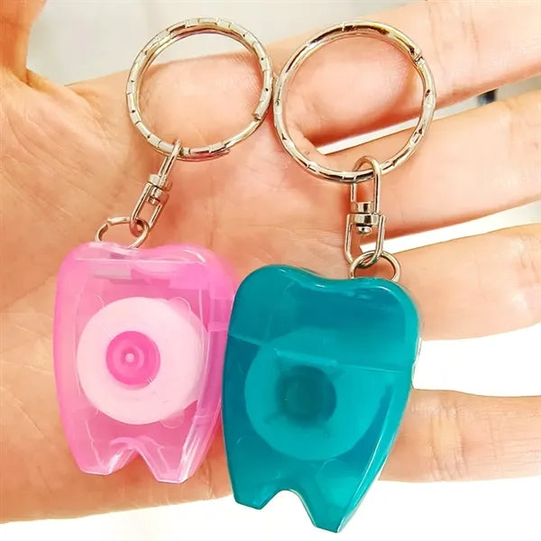Portable Dental Floss Dispenser Keychain Tooth Shape