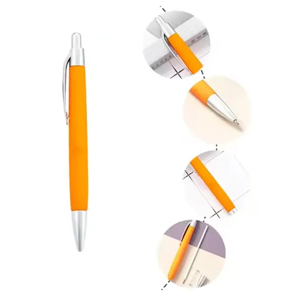 Custom Click Ballpoint Pen with Rubber Grip and Metal Clip