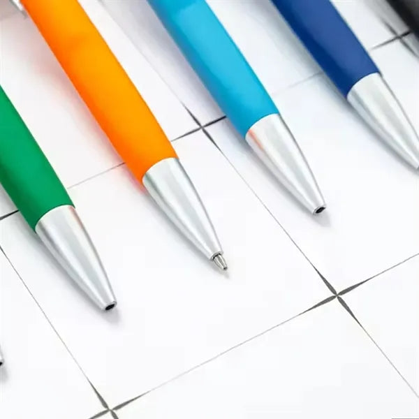Custom Click Ballpoint Pen with Rubber Grip and Metal Clip