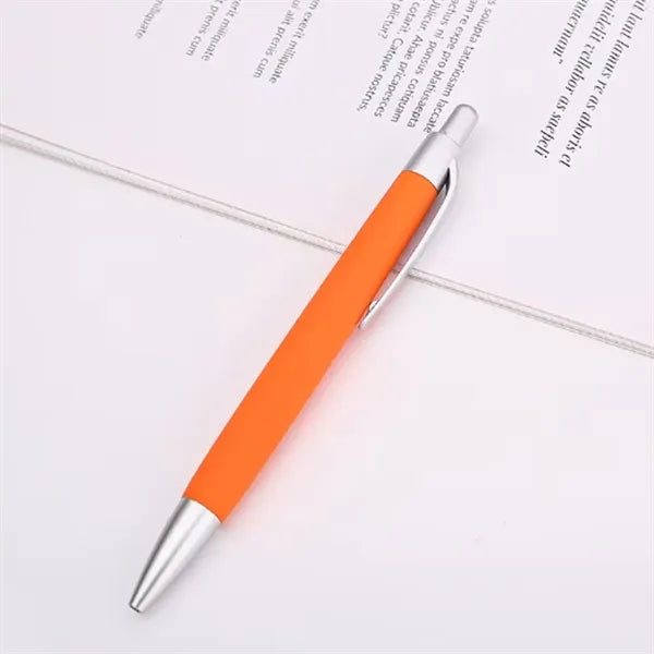 Custom Click Ballpoint Pen with Rubber Grip and Metal Clip