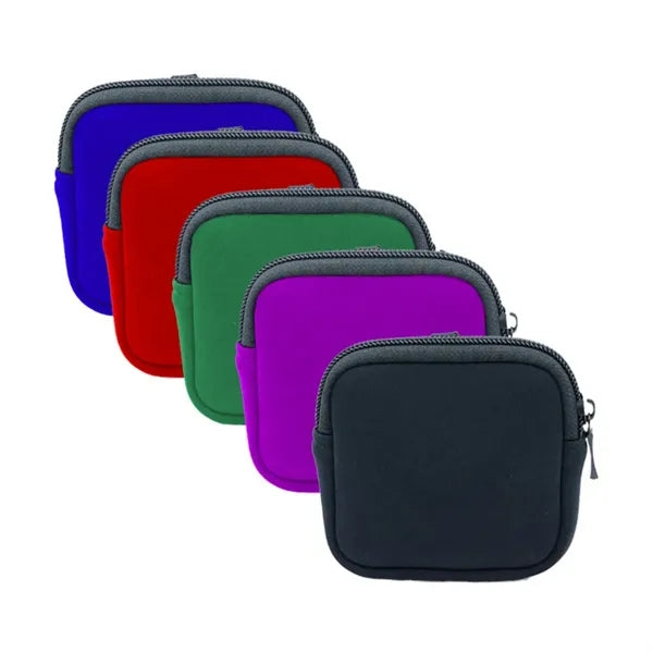 Neoprene Zipper Square Pouch for Earbuds and Accessories