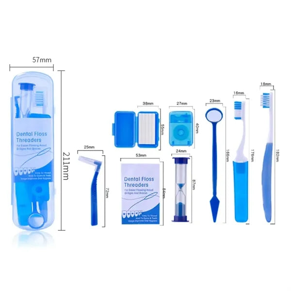 Orthodontic Oral Care Kit 8 Piece Set with Brush Floss