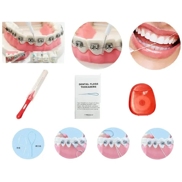Orthodontic Oral Care Kit 8 Piece Set with Brush Floss
