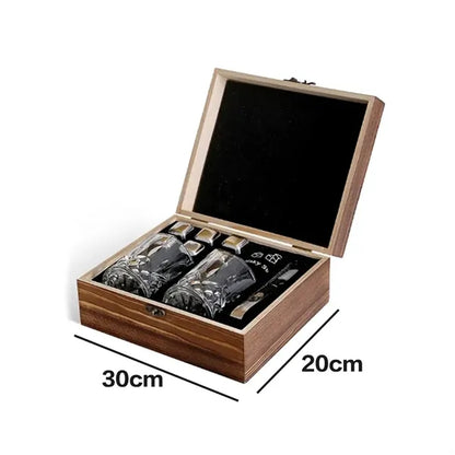 Whiskey Stones & Glasses Gift Set with Wood Box