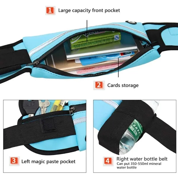 Running Waist Pack with Bottle Holder and Earphone Port