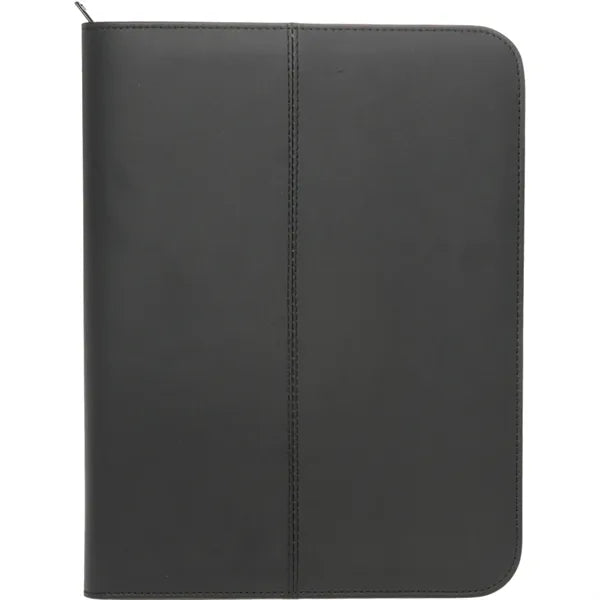 Premium Zippered Leather Portfolio w/ Pen Loop & Two Pockets