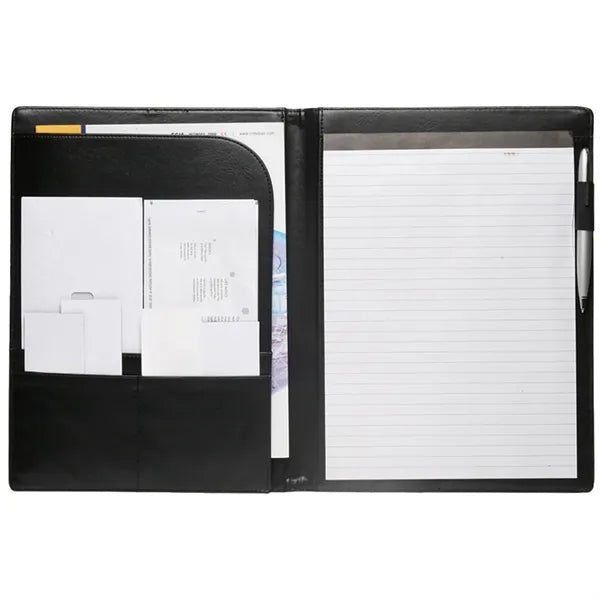 Executive Black Stitched Leather Portfolio Journal