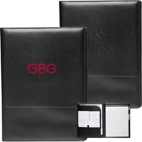 Executive Black Stitched Leather Portfolio Journal