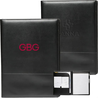 Executive Black Stitched Leather Portfolio Journal