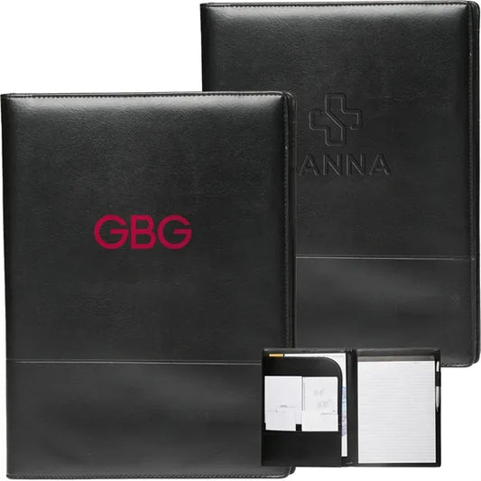 Executive Black Stitched Leather Portfolio Journal