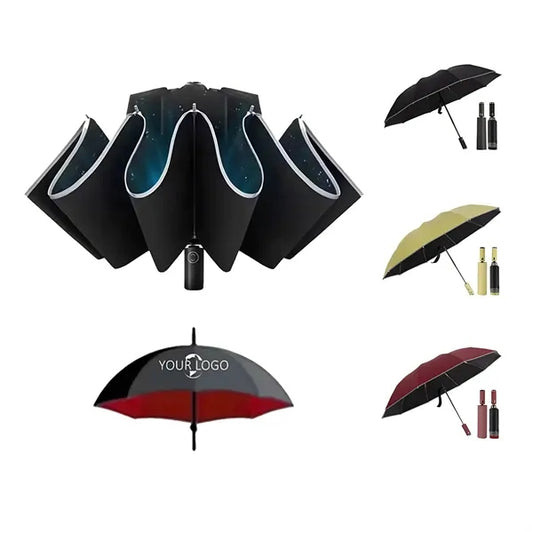 Lit Lightweight Umbrella with Reflective Safety Stripes