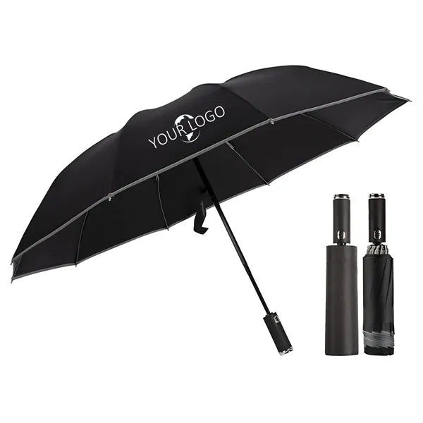 Lit Lightweight Umbrella with Reflective Safety Stripes