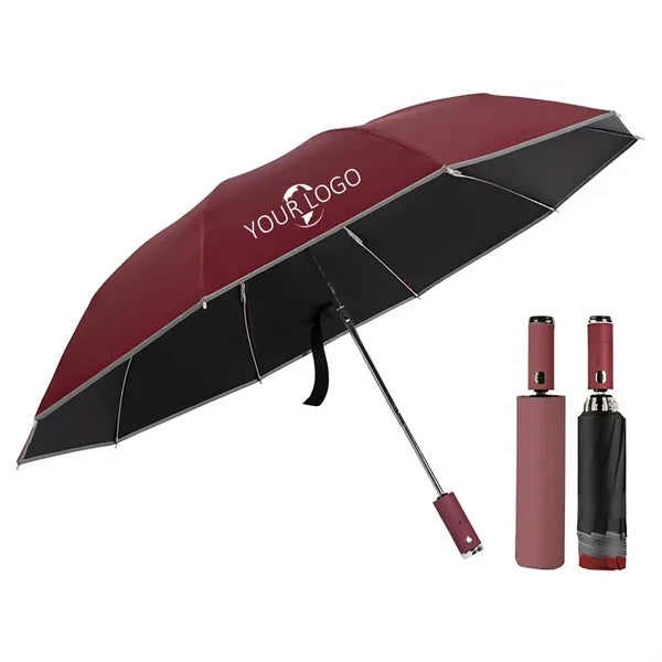 Lit Lightweight Umbrella with Reflective Safety Stripes