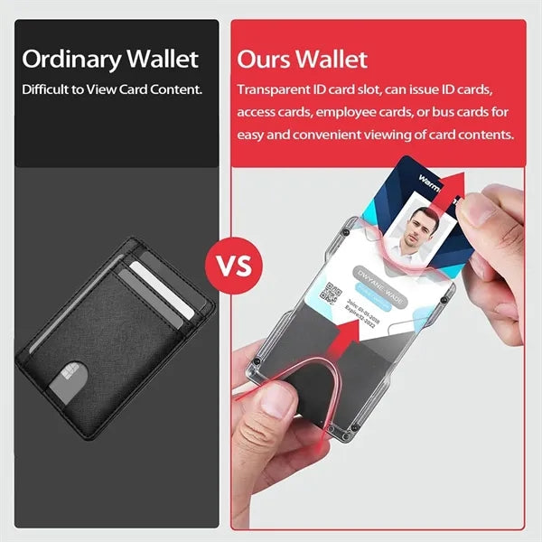 RFID Blocking Metal Wallet with Badge Slot